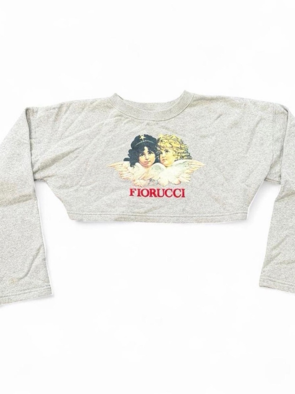 Fiorucci Light Gray Cropped Angel Pullover with Red Logo